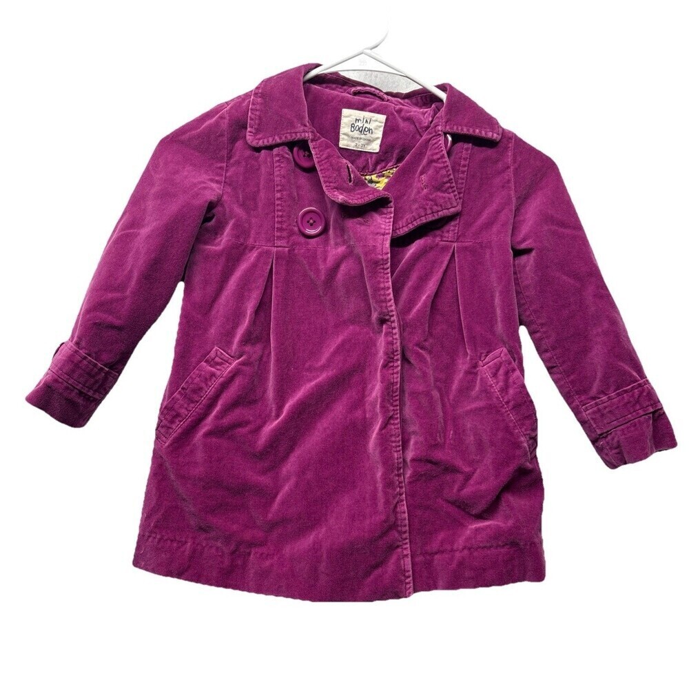Mini Boden Girl's Purple Velvet Jacket Size 2-3Y Floral Lining